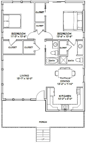 30x40 House 2 Bedroom 2 Bath 1 136 Sq Ft Pdf Floor Plan Instant Download Model 1b In 2021 Small House Floor Plans 30x40 House Plans 2 Bedroom House Plans