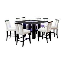 9 piece black counter height dining set. Furniture Of America Jalen Wood 9 Piece Counter Height Led Dining Set In Black Idf 3559pt 9pc