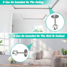 Clothes closet rod pole bracket flange support hange. Buy Creatyi Heavy Duty Closet Rod Brackets Closet Shower Curtain Rod Bracket Ceiling Mount Brackets Closet Rod Holders Closet Pole Sockets Closet Rod Supports For 7 8 Inch Rod 4 Pcs Silver Online In