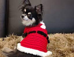 犬服 かぎ針編みのサンタクロース犬用セーター 犬 犬のセーター 犬のかぎ針編み