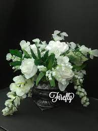 White Roses And Wisteria Floral Arrangement Flower Arrangements Floral Floral Arrangements