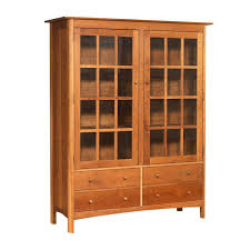 Shop china cabinets from nebraska furniture mart. Modern Shaker China Cabinet Made In The Usa Solid Wood Bookcase Glass Doors And Drawers Green American Luxury