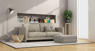 Big sofa mit hocker graues sofa gunstig sofas & couch kaufen günstig. Modernes Wohnzimmer Mit Sofa Hocker Und Nische Mit Bucher Und Objekte 3d Rendering Lizenzfreie Fotos Bilder Und Stock Fotografie Image 50422286