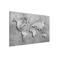 Unsere 6 mm schlanken schattenfugenrahmen sind in den farben schwarz, weiß sowie schwarz mit silberner vorderkante erhältlich. Magnettafel Beton Weltkarte Memoboard Querformat 3 2