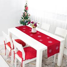 Ourwarm Christmas Snowflake Table Runners Red Embroidered Table Linens For Christmas Decoration Christmas Table Embroidered Table Runner Christmas Table Runner