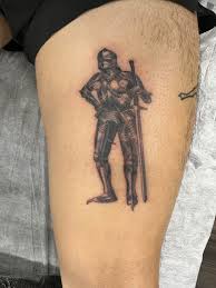 Medieval German gothic knight done at kingdom tattoo in Houston. Artist is  Minh. : rtattoos