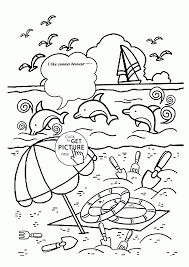 Summer Fun Coloring Book Pages Beach In Summer Coloring Page For Coloring Home