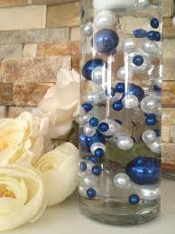 Floating Pearls Centerpieces Royal Blue White 80pc Mix Jumbo Pearls Vase Fillers Decorative Pearls Pearl Centerpiece Blue Centerpieces Royal Blue Centerpieces