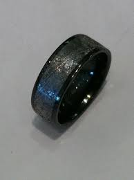 Gibeon Meteorite Ring 7mm Wide Lined In Black Zirconium Rings For Men Meteorite Wedding Rings Mens Wedding Rings
