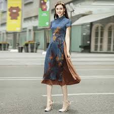 New Autumn Asian Clothing Ao Dai Vietnam Traditional Qipao Women Chinese Slim Dress Chinoise Modern Cheongsam Flower Asian Outfits Fashion Traditional Dresses