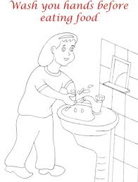 Wet your hands with warm water. Wash Hands Before Eating Coloring Page For Kids