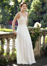Illusion Neck Sleeveless Lace Bodice A Line Chiffon Wedding Dress With Ribbon Rustic Wedding Dress Lace Wedding Dress Chiffon Wedding Dresses Lace