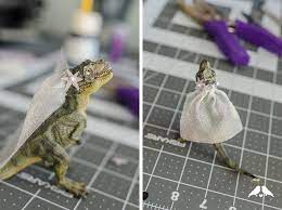 Diy Mini Dinosaur Cake Toppers With A Top Hat And Veil Full Tutorial From Ribbons Bluebirds On The Blog Dinosaur Cake Toppers Dinosaur Cake Cake Toppers
