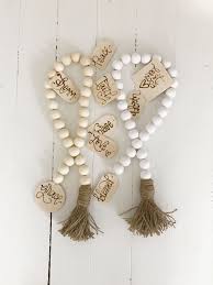 Wood Bead Garland The Boho Beads Are Like Accessories For Your Home They Come With A Personalized Wood Wood Beads Diy Wood Bead Garland Wooden Bead Garland