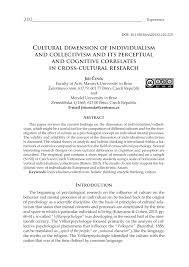 Check spelling or type a new query. Pdf Cultural Dimension Of Individualism And Collectivism And Its Perceptual And Cognitive Correlates In Cross Cultural Research