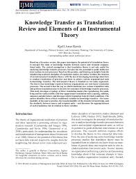 Pdf Knowledge Transfer As Translation Review And Elements Of An Instrumental Theory