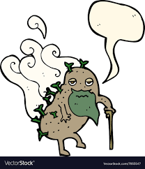 Cartoon old potato with speech bubble Royalty Free Vector