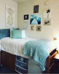 This Is One Of The Cutest Dorm Room Ideas For Girls Blue Dorm Dorm Sweet Dorm Dorm Room Inspiration