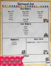 Dismissal Lists And Posters With Editable Templates Elementary Classroom First Grade Classroom Teaching Classroom