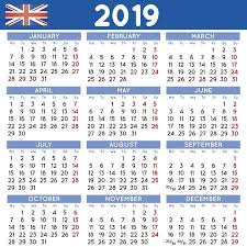 2019 Elegant Squared Calendar English Uk Year 2019 Calendar Calendar Template 2019 Calendar Calendar