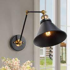Illuminate rooms, spotlight wall art or create an ambiance and save floor space. Modern 1 Light Black Swing Arm Plug In Hardwired Wall Sconce Lights Overstock 19856591