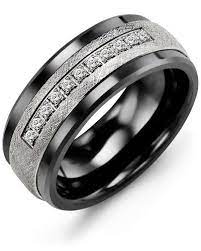 Men S Brushed Diamond Wedding Band Mens Wedding Rings Black Wedding Rings Diamond Wedding Bands