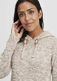 OXMO Philla Stickad tröja för kvinnor, grovstickad tröja med huva, Dune  (795409), L : Amazon.se: Mode