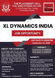 Job application xl dynamics india pvt ltd / xl dynamics's main competitors include paramatrix, dock9, suntec business solutions and expert mortgage brokers. Xl The Placement Cell Dyal Singh Evening College Facebook