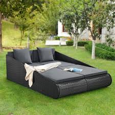 Die doppelliege für den garten von hangsofa. Juskys Polyrattan Sonnenliege Mykonos Xxl Kaufland De