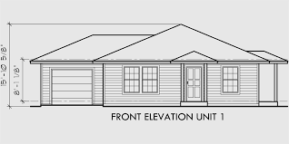 House Front Drawing Elevation View For D 392 Single Story Duplex House Plans Corner Lot Duple Duplex House Plans Duplex Floor Plans Bungalow House Floor Plans