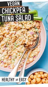 Easy Chickpea Tuna Salad Recipe Vegetarian Recipe Vegetarian Recipes Dinner Healthy Vegetarian Salad Recipes Healthy Vegetarian Lunch