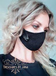 Fancy Face Mask Black Swan Office Mask Swarovski Crystals Etsy Singapore