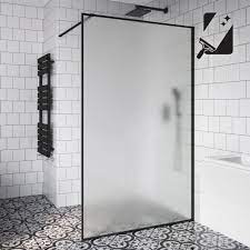 10mm Black Frame Frosted Glass Shower Screen 1200mm Soak Com Badrum Golv Badrum Dusch