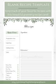 Recipe Sheet Printable Printable Cook Book Recipe Template Etsy Recipe Template Recipe Cards Recipe Book Templates