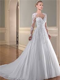 Ball Gown Illusion Neckline Sheer Long Sleeve See Through Tulle Lace Wedding Dress Bridalgown S Gorgeous Wedding Dress Bridal Dresses Beautiful Wedding Dresses