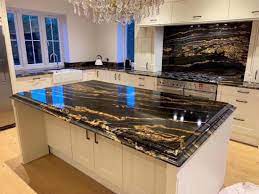Most kitchen designers recommend that you pick your granite counters before the cabinets. China Black Gold Marble Granite Countertop For Kitchen Cabinets Table Furniture Bathroom Vanity Vanities China Counter Top Granite Countertop