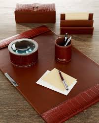 Exquisite paperweights, heritage desk globes, luxurious blotters and more, these are pieces that will add both style and substance to your office scheme. Home Office Ralph Lauren Brown Crocodile Leather Desk Set So Glamorous More Beautiful Inspiring Luxury Designer Furni Desk Set Resource Decor Leather Desk