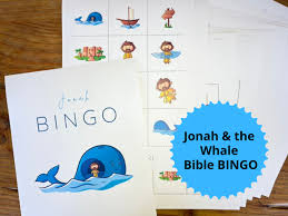 Jonah and the Whale Game Sunday School Bible Story Bingo Printable Bingo  for Sunday School Jonah and the Big Fish Activities for Elementary