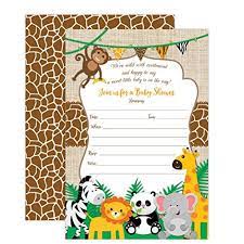 Jungle Safari Baby Shower Invitations Safari Animal Invitation 20 Fill In Invitations And Envelopes Boy Or Neutral Baby Showe Walmart Com