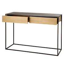 Consolle A 2 Cassetti In Metallo Nero E Legno Massello Di Mango Wayampi Maisons Du Monde