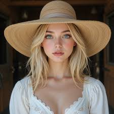 Description of a woman in a horse stable setting