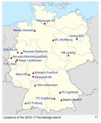 A map of 2 bundesliga football grounds in germany. Bundesliga 2016 17 Redcafe Net