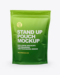 Matte Stand Up Pouch Mockup In Pouch Mockups On Yellow Images Object Mockups