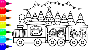 How To Draw Christmas Train For Kids Xmas Train Coloring Book For Children Christmas Coloring Books Christmas Coloring Pages Christmas Train