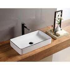 Bathroom sink,white wall mounted sink,rectangle wall mount bathroom vessel sink,modern floating or countertop porcelain ceramic washing bathroom lavatory sink. Hometure Ceramic Rectangular Vessel Bathroom Sink Small Bathroom Sinks Wall Mounted Bathroom Sinks Top Mount Bathroom Sink