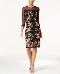 A softly sweeping layered soft net skirt enhances Jax Floral Embroidered Mesh Dress Reviews Dresses Women Macy S