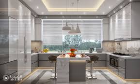 Three orange drum shades and three blue bar stools sweeten the kitchen island. How To Choose Color For Your Kitchen
