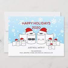 Funny Just Roll With It Toilet Paper Family Of 7 Holiday Card Zazzle Com Holiday Design Card Funny Christmas Cards Holiday Cards