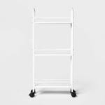 This durable, steel cart is lightweight and includes wheels for easy transfer from room to room. Whitmor Slim Household Utility Cart White Target