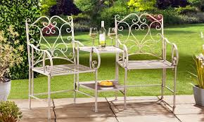 Crown back black metal bar stool with black vinyl swivel seat. Up To 37 Off Heart Metal Garden Furniture Set Groupon